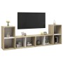 Mobili TV 4 pz Bianco e Rovere 72x35x36,5 cm Legno Multistrato