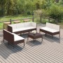 Set Divani da Giardino 8 pz con Cuscini in Polyrattan Marrone