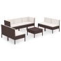 Set Divani da Giardino 8 pz con Cuscini in Polyrattan Marrone