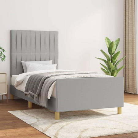 Giroletto con Testiera Grigio Chiaro 80x200 cm in Tessuto