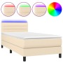 Letto a Molle con Materasso e LED Crema 90x190 cm in Tessuto