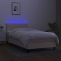 Letto a Molle con Materasso e LED Crema 90x190 cm in Tessuto