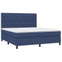 Letto a Molle con Materasso e LED Blu 160x200 cm in Tessuto