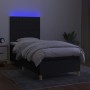 Letto a Molle con Materasso e LED Nero 90x200 cm in Tessuto