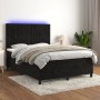 Letto a Molle con Materasso e LED Nero 140x190 cm in Velluto