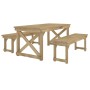 Set da Pranzo per Giardino 3 pz in Legno di Pino Impregnato