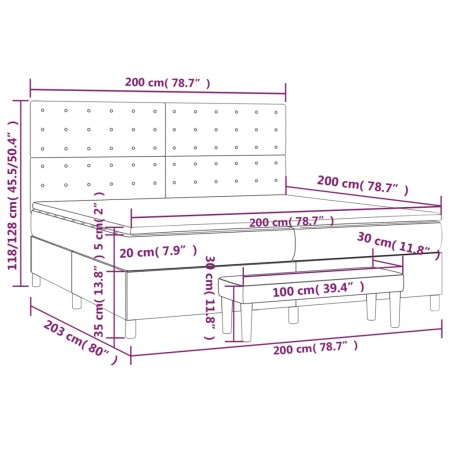 Giroletto a Molle con Materasso Tortora 200x200 cm in Tessuto