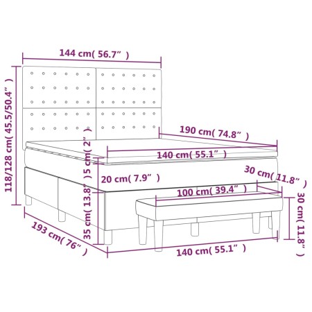 Giroletto a Molle con Materasso Tortora 140x190 cm in Tessuto