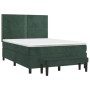 Giroletto a Molle con Materasso Verde Scuro 140x190 cm Velluto