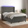 Letto a Molle con Materasso e LED Grigio Scuro 140x190 cm