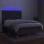 Letto a Molle Materasso e LED Grigio Scuro 140x190cm in Tessuto