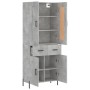 Credenza Grigio Cemento 69,5x34x180 cm in Legno Multistrato