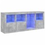 Credenza con Luci LED Grigio Cemento 164x37x67 cm