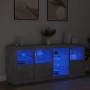 Credenza con Luci LED Grigio Cemento 164x37x67 cm