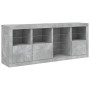 Credenza con Luci LED Grigio Cemento 164x37x67 cm