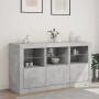 Credenza con Luci LED Grigio Cemento 123x37x67 cm