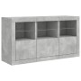 Credenza con Luci LED Grigio Cemento 123x37x67 cm