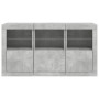 Credenza con Luci LED Grigio Cemento 123x37x67 cm