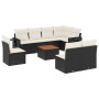 Set Divani da Giardino 9 pz con Cuscini Nero in Polyrattan