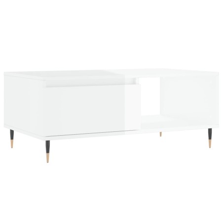 Tavolino Salotto Bianco Lucido 90x50x36,5 cm Legno Multistrato