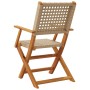 Sedie Giardino Pieghevoli 4pz Beige Polyrattan e Legno Massello