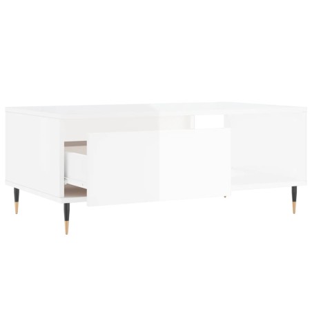 Tavolino Salotto Bianco Lucido 90x50x36,5 cm Legno Multistrato