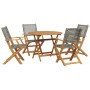 Set Pranzo da Giardino 5pz Grigio Polyrattan e Legno Massello