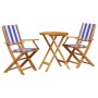 Set da Bistrot 3pz Blu e Bianco in Tessuto e Legno Massello