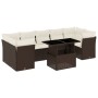 Set Divani da Giardino 8 pz con Cuscini Marrone in Polyrattan