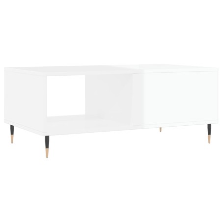 Tavolino Salotto Bianco Lucido 90x50x36,5 cm Legno Multistrato