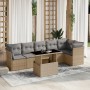 Set Divani da Giardino 7 pz con Cuscini Beige in Polyrattan