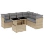 Set Divani da Giardino 7 pz con Cuscini Beige in Polyrattan