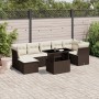 Set Divani da Giardino 8 pz con Cuscini Marrone in Polyrattan