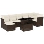 Set Divani da Giardino 8 pz con Cuscini Marrone in Polyrattan