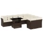 Set Divani da Giardino 10pz con Cuscini in Polyrattan Marrone