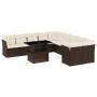 Set Divani da Giardino 11 pz con Cuscini Polyrattan Marrone