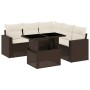 Set Divano da Giardino 6 pz con Cuscini Marrone in Polyrattan