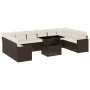 Set Divani da Giardino 11 pz con Cuscini Polyrattan Marrone