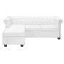 Divano Chesterfield a L in Finta Pelle Bianco