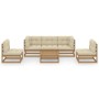 Set Divani da Giardino 6 pz con Cuscini Legno Massello di Pino