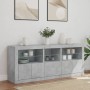 Credenza con Luci LED Grigio Cemento 162x37x67 cm