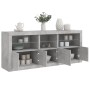 Credenza con Luci LED Grigio Cemento 162x37x67 cm