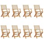 Sedie Giardino Pieghevoli 8pz Beige Polyrattan e Legno Massello