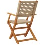 Sedie Giardino Pieghevoli 8pz Beige Polyrattan e Legno Massello