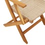 Sedie Giardino Pieghevoli 8pz Beige Polyrattan e Legno Massello