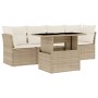 Set Divano da Giardino 5 pz con Cuscini Beige in Polyrattan