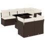 Set Divani da Giardino 8 pz con Cuscini Marrone in Polyrattan