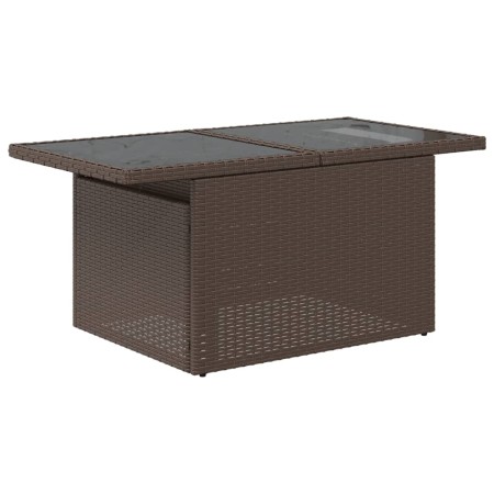 Set Divano da Giardino 5 pz con Cuscini Marrone in Polyrattan