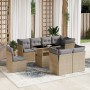 Set Divano da Giardino 9 pz con Cuscini Beige in Polyrattan