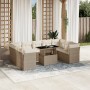 Set Divano da Giardino 10 pz con Cuscini Beige in Polyrattan